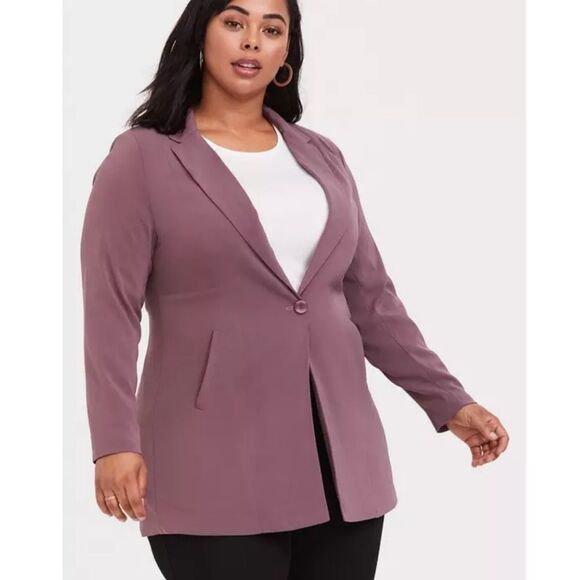 Torrid Women’s Size 2 Lavender Mauve Drape Front Button Up Blazer Jacket NWOT - Picture 8 of 9